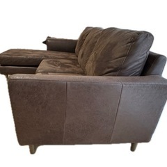 関家具　リラックスフォーム　カウチソファ レザーテックス ブラウンの画像