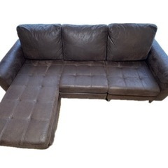 関家具　リラックスフォーム　カウチソファ レザーテックス ブラウンの画像