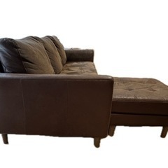 関家具　リラックスフォーム　カウチソファ レザーテックス ブラウンの画像