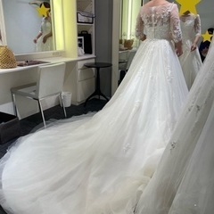 ウェディングドレス　ワタベ　袖あり　美品の画像