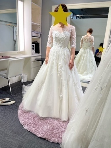 ウェディングドレス　ワタベ　袖あり　美品