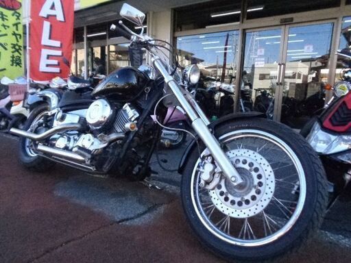 NO.4886 ドラッグスター４００ (DRAGSTAR)　空冷４サイクルＶツイン　ロングフォークカスタム　スラッシュカットマフラー　ブラック　☆彡