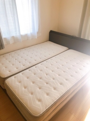 【引取】間も無く終了★ Q クイーンサイズ ベッドフレーム ダブルマットレス 一式セット ニトリ