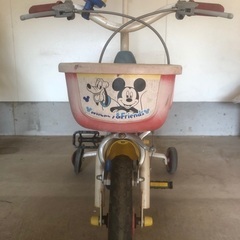 幼児用自転車 ミッキー カジとり機能、補助輪付き