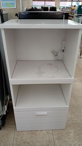 ★ジモティ割あり★  レンジ台 ホワイト H120×D45×W60 クリーニング済み TJ3785
