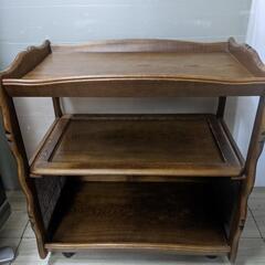 カリモク キッチンワゴン2段キャスター 収納 木製 ヴィンテージ
