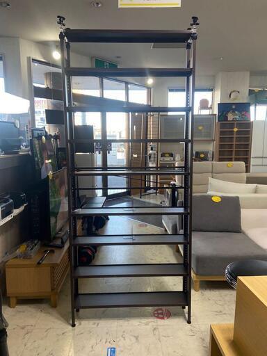 スチールラック 突っ張り式 コミック用 ダークブラウン