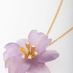 750YG アメジスト・ダイヤモンド ネックレス (花モチーフ)...