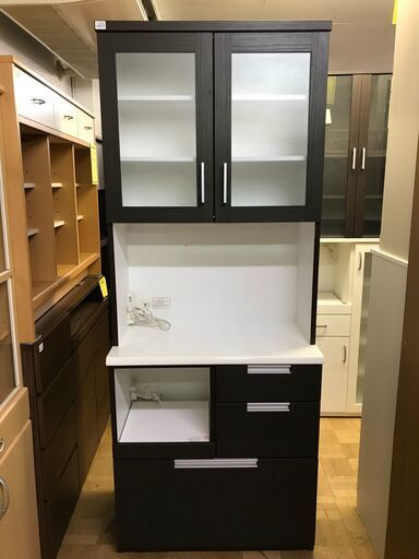 【FU699】★ニトリ 2枚扉食器棚 ダリア80 ブラウン