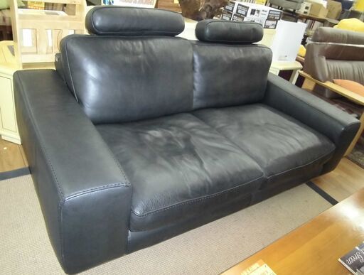 R083 イタリア製 Immagina 本革 ワイド2Pソファ、幅192cm Used・美品