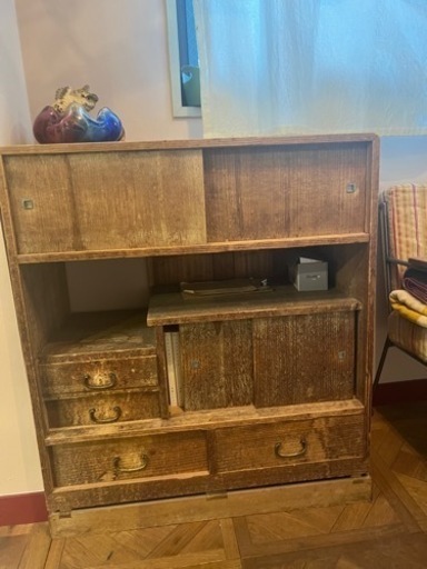 昔の棚 ショップ 古道具 箪笥 茶箪笥 アンティークキャビネット 本棚
