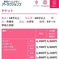 東京ドームシティ　アトラクションズ　ワンデーパスポート　ペア　②の画像