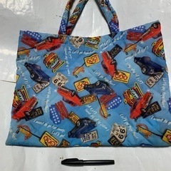 アメリカン　キルトレッスンバッグ(BOY）水色地くるま柄の画像