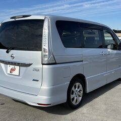 神奈川【自社ローン】保証人無可★全国対応★セレナ【ハイウェイスターS ハイブリッド】オークション評価点4.5点/HID/Sキー/ワンオーナー/アイドリングストップ/走行中TV可/パワスラ/バックカメラ/Fスポイラ/クルコン/ETCの画像