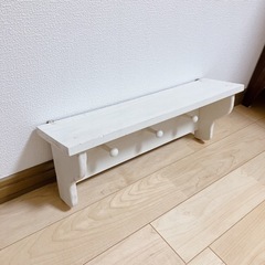 木製壁掛けシェルフ　シャビーシック　ホワイト　ヴィンテージ　アン...