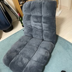 山善　座椅子 リクライニング 幅50㎝ ふわふわ素材(サンゴマイヤー生地) 折りたたみ ネイビー IMZS-50(NV) の画像