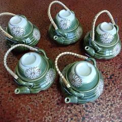 土瓶蒸し　5セットです。和食器　織部　織部菊の画像