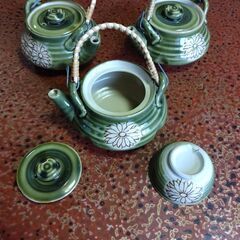 土瓶蒸し　5セットです。和食器　織部　織部菊の画像