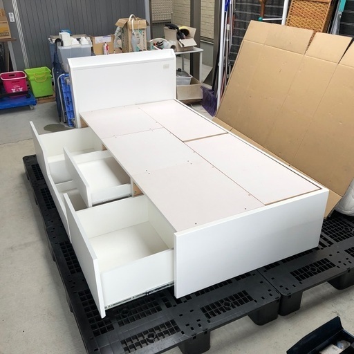 【美品】2019年製 ニトリ 大容量収納付きシングルベッドフレーム