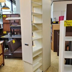 書凝り (しょっこり) 書庫 本棚 スライド式収納 スリム 棚板可動 ホワイト 参考価格50000円★幅30×奥行44/84×高さ184㎝★近隣配送無料 買取帝国 朝霞店の画像