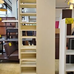 書凝り (しょっこり) 書庫 本棚 スライド式収納 スリム 棚板可動 ホワイト 参考価格50000円★幅30×奥行44/84×高さ184㎝★近隣配送無料 買取帝国 朝霞店の画像