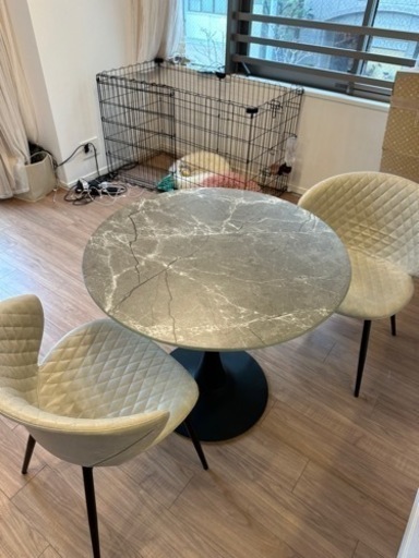 3/30迄　美品　ダイニング　丸テーブル　イス　セット