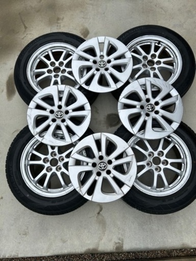 50 プリウス　純正　ホイール　タイヤ　195/65/15 5穴　4本　セット　純正　ナット　付き　20個　純正　ホイール　キャップ　付き　15 インチ　コンパクトカー