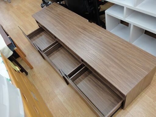 テレビボード 180cm ローボード ガラス引出し ブラックガラス ブラウン 北欧風 西岡店