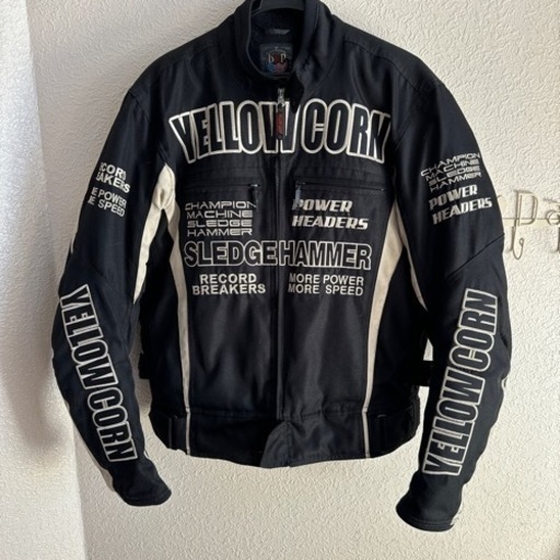 イエローコーン　バイクジャケット　黒　青色