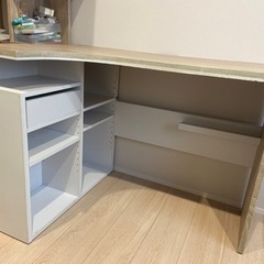 デスク　L字型　北欧系配色