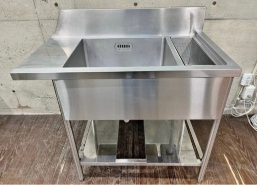 C 二槽シンク 流し台 ステンレス流し 蛇口2個 キッチン 洗い場