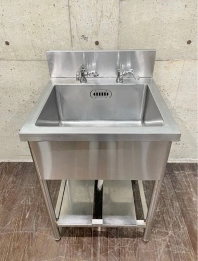 D 一槽シンク 流し台 ステンレス流し 蛇口2個 キッチン 洗い場 業務用 台所