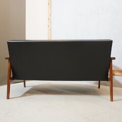 カリモク Kチェア 合皮 ブラック 2シーター 2Pソファ レトロ ヴィンテージ カリモク家具 / karimoku Kチェア 2人掛け スタンダードブラック 2