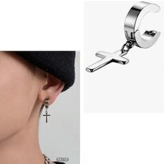 十字架クロス/イヤーカフ（新品）シルバー/片耳用の画像