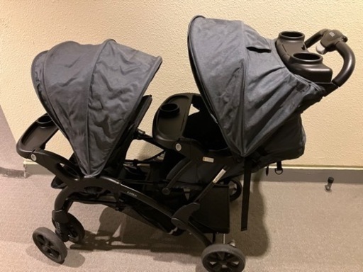 カトージ ベビーカー 二人でゴーDX レインカバー付 デニム 1か月〜