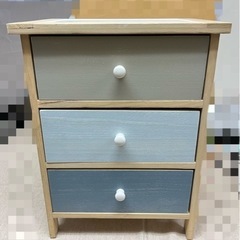 不二貿易 チェスト 収納ケース 3段 カラフル 桐製 タイル天板 防虫防湿効果 完成品の画像