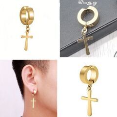 十字架クロス/イヤーカフ（新品）ゴールド/片耳用の画像