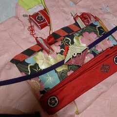 七五三7歳祝着物正絹フルセットピンク地紋鶴紋ジャパンスタイルつるの剛士はこせこの画像
