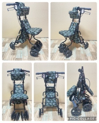 島製作所 サニーウォーカー SP(中) 花柄ブラック コンパクト 折畳み 軽量