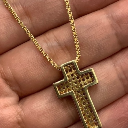 売り切れました。K18 18金　ダイヤモンド　クロスペンダント　ネックレス付　11.8g 約45cm