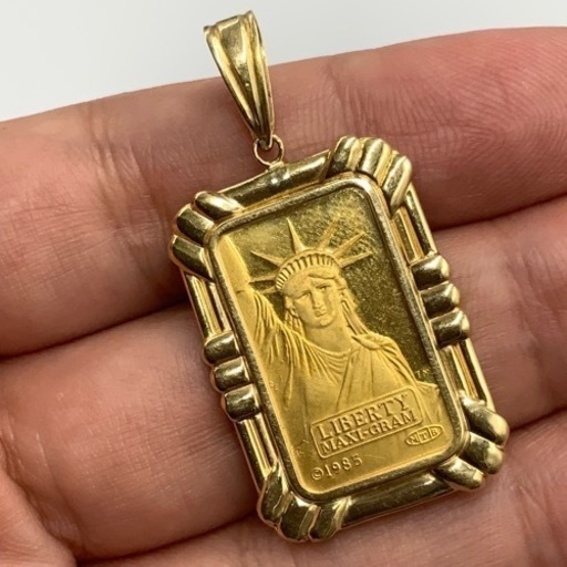 売り切れました。K24 24金　リバティー5g 枠K18 ペンダントトップ　7.1g