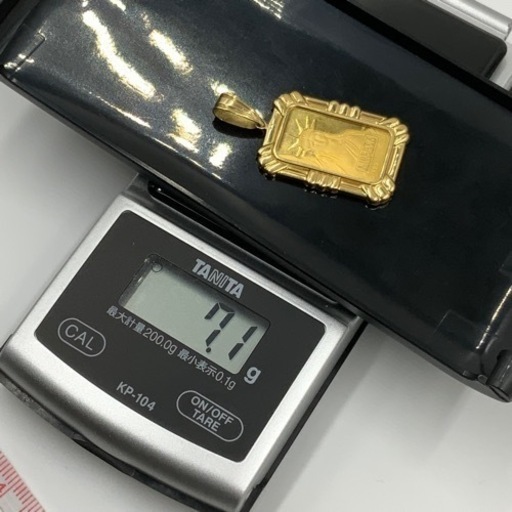 売り切れました。K24 24金　リバティー5g 枠K18 ペンダントトップ　7.1g