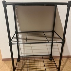 ニトリ　スチールラック　ブラック　木目天板ボード1枚付の画像