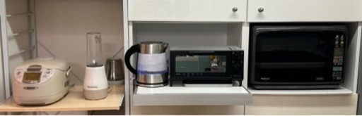 炊飯器、ミキサー、湯沸器、オーブントースター、オーブンレンジ