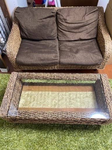 ‼️値下げ‼️アジアン家具　ソファー&テーブルセット