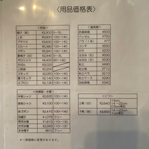 若葉幼稚園(箕面市)女の子110 ※2/20まで出品未確定