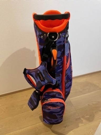 【美品】リヴィエラ　キャディーバッグ　迷彩　カモフラ　ブルー　オレンジ