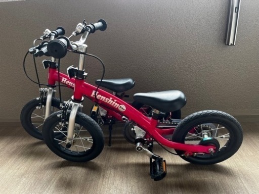 へんしんバイク2　ピンク 2台　12インチ（幼児 自転車 ふたご 双子 女の子）