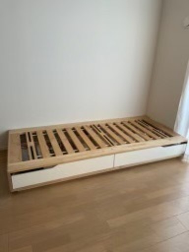 IKEA イケア MANDAL マンダール ベッドフレーム 収納付き, バーチ/ホワイト