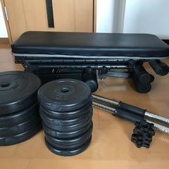 【トレーニングベンチとバーベルのセット】アジャスタブルベンチ デ...